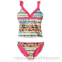 Jessica Simpson Girls Two Piece Ruffle Swimsuit 7 Multi B01MCVJ3LO